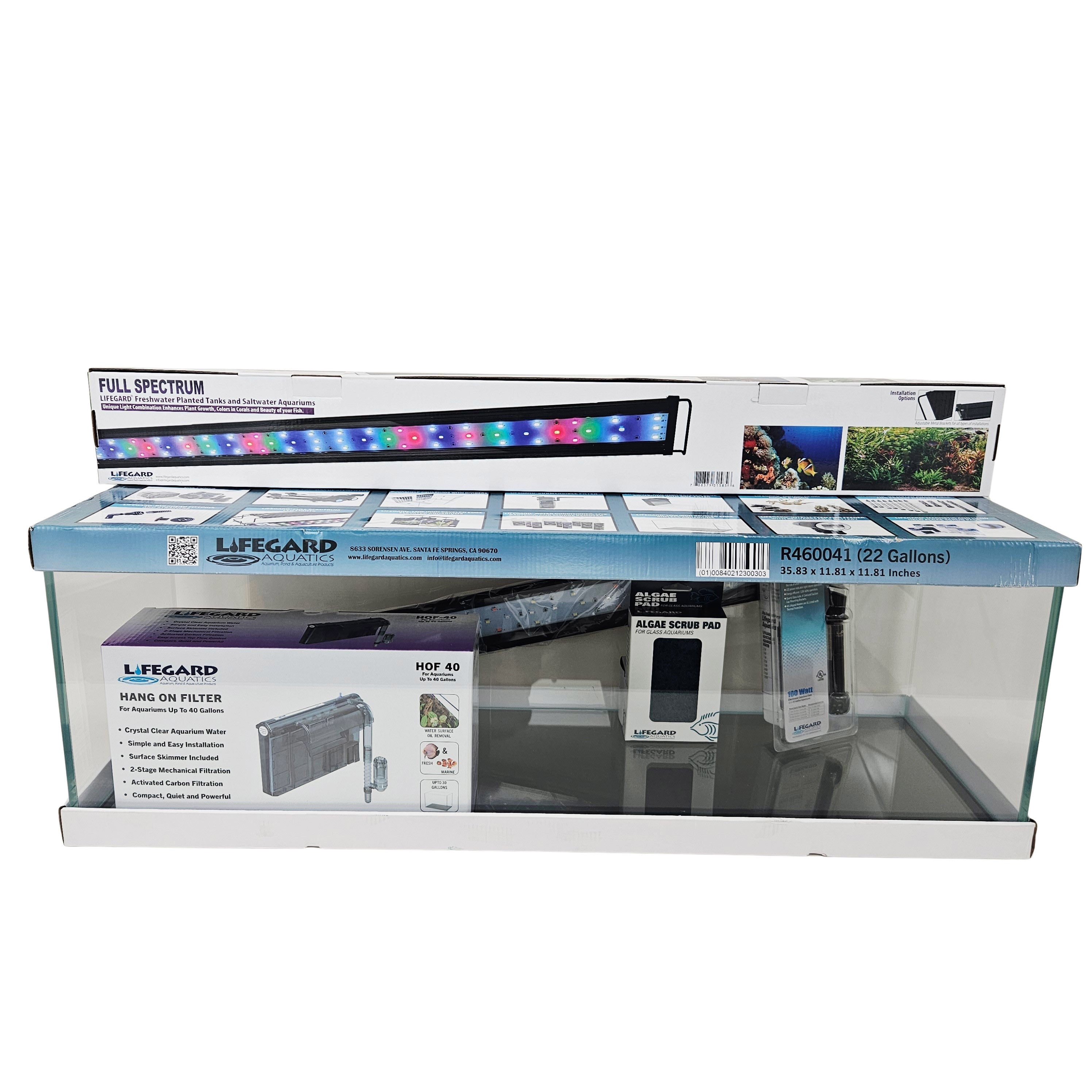 22 Gallon Ultra Low Iron Bookshelf Aquarium Kit 8mm (35.82