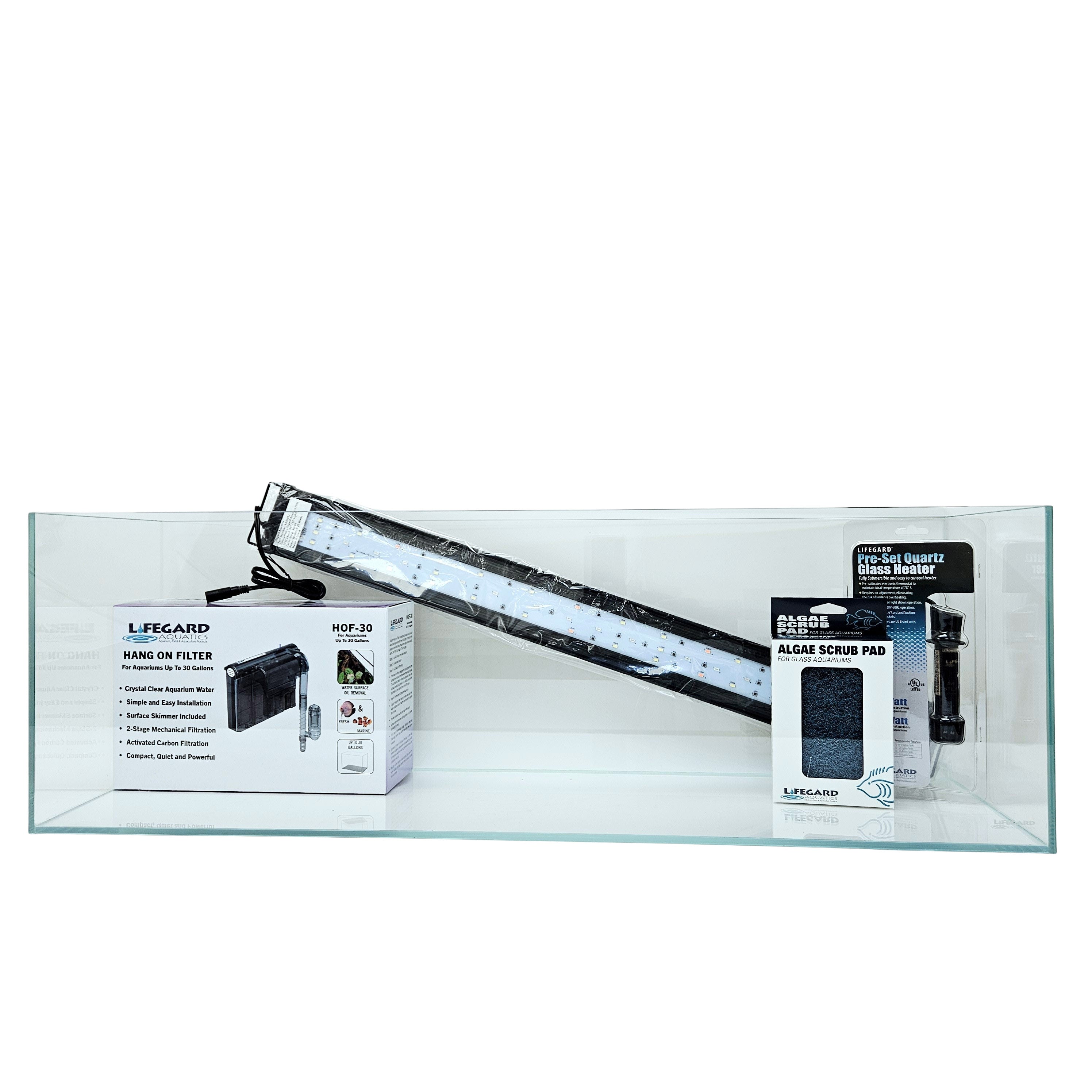 16 Gallon Ultra Low Iron Glass Bookshelf Aquarium Kit 6mm (33.85