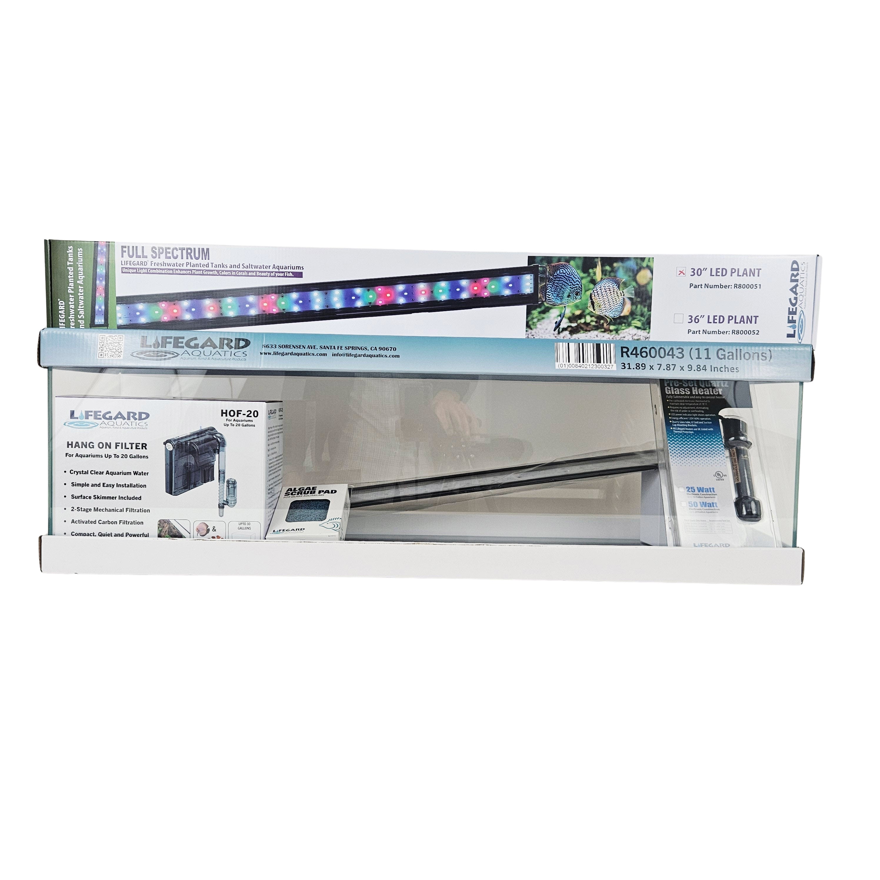 11 Gallon Ultra Low Iron Glass Bookshelf Aquarium Kit 5mm (31.88