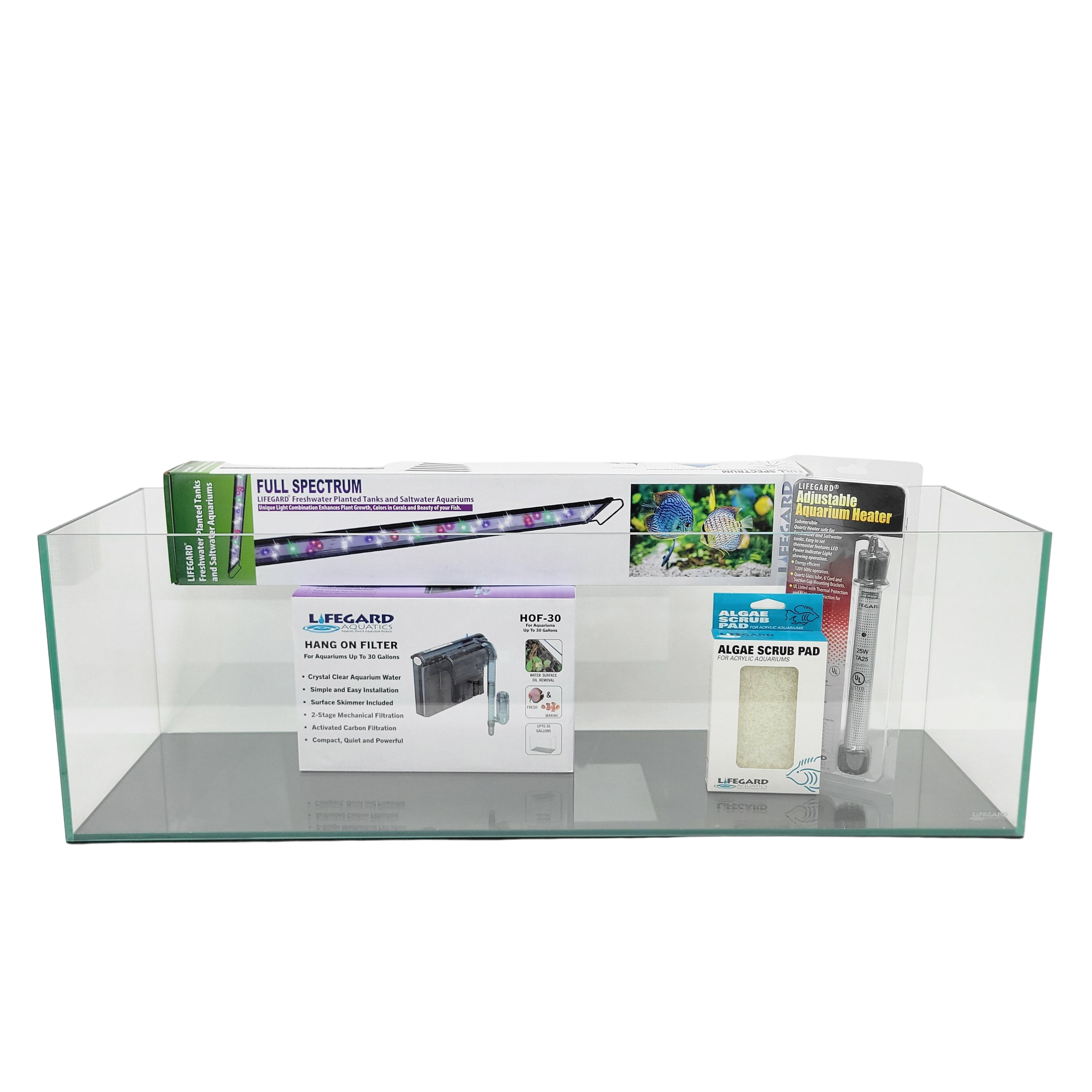 16 Gallon Clear Glass Bookshelf Aquarium Kit 6mm (33.85