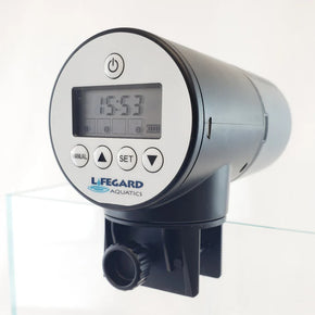 Intelli-Feed Automatic Aquarium Fish Feeder with Rechargeable Battery and Moisture-Proof Food Container