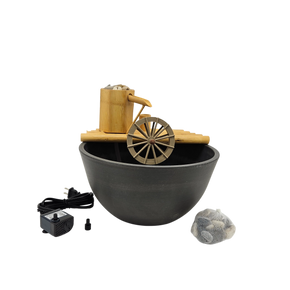 12" Bamboo Fountain with Plant Holder Rock Stream, Pot and Quiet One 100 Pump