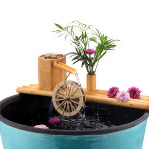 18" Bamboo Fountain with Plant Holder Rock Stream, Pot and Quiet One 100 Pump
