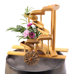 12" Bamboo Money Fountain with Plant Holder, Pot and Quiet One 100 Pump