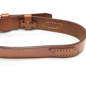 Brown Leather Dog Collar with Designed - Large