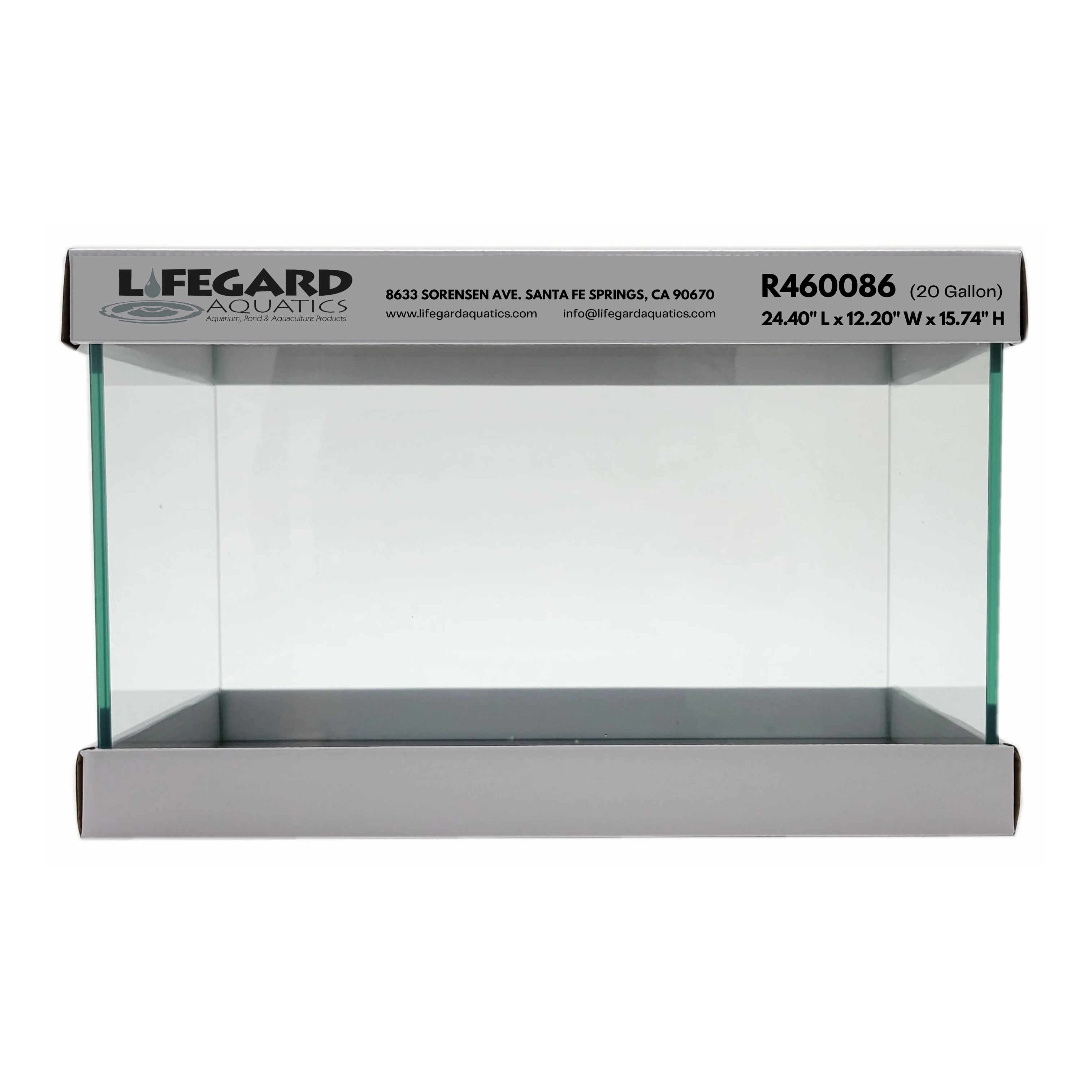 20 Gallon Rimless Aquarium (24.40"x12.20"x15.74") - Lifegard Aquatics